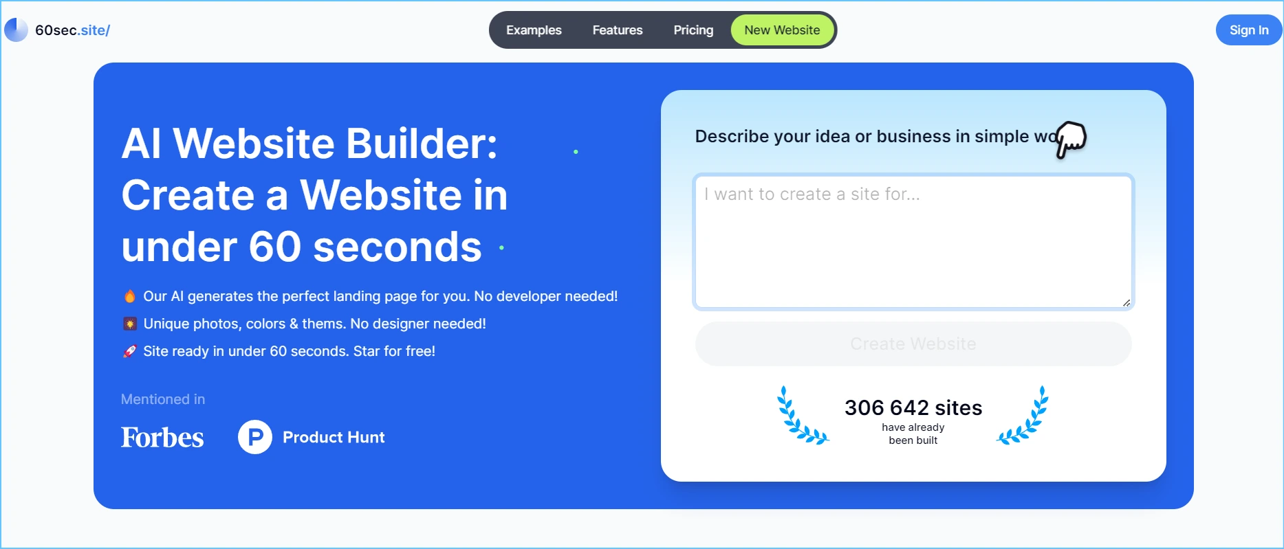 60sec.site Website Builder