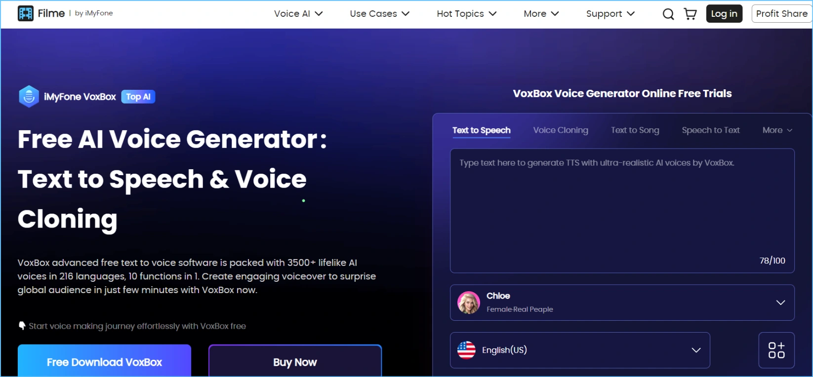 iMyFone VoxBox AI voice generation tool