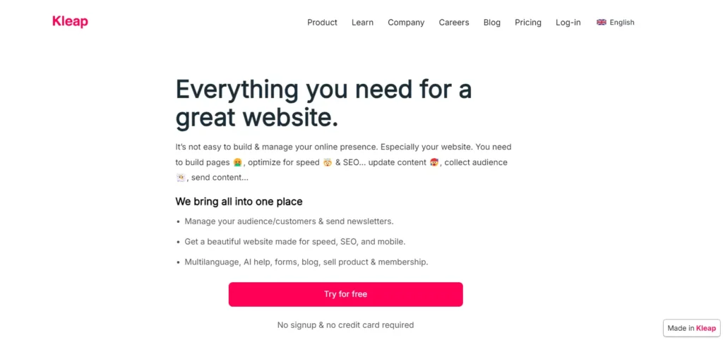 Kleap is ai website builder