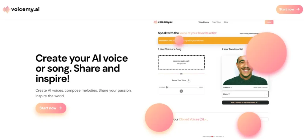 Voicemy AI Voice Cloning, Custom Voice Creation